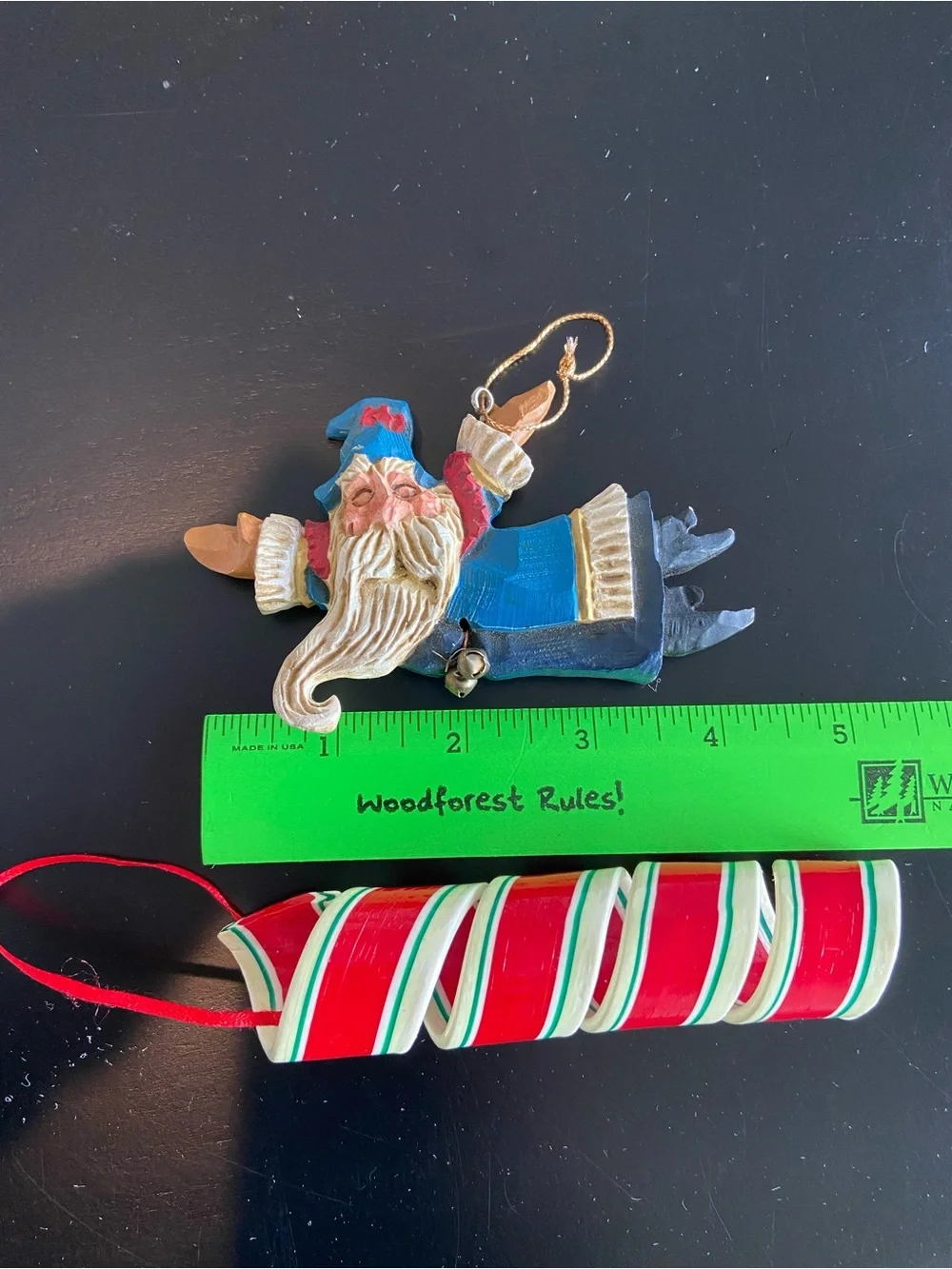 2 mismatched christmas holiday ornaments